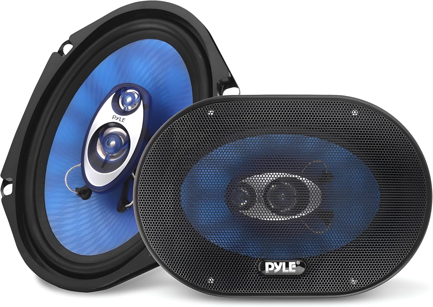 Amazon.com: Pyle 6" x 9" Car Sound Speaker (Pair) - Upgraded Blue Poly Injection Cone 4-Way 400 Watts w/ Non-fatiguing Butyl Rubber Surround 50-20Khz Frequency Response 4 Ohm & 1.25" ASV Voice Coil PL6984BL Blue : Electronics