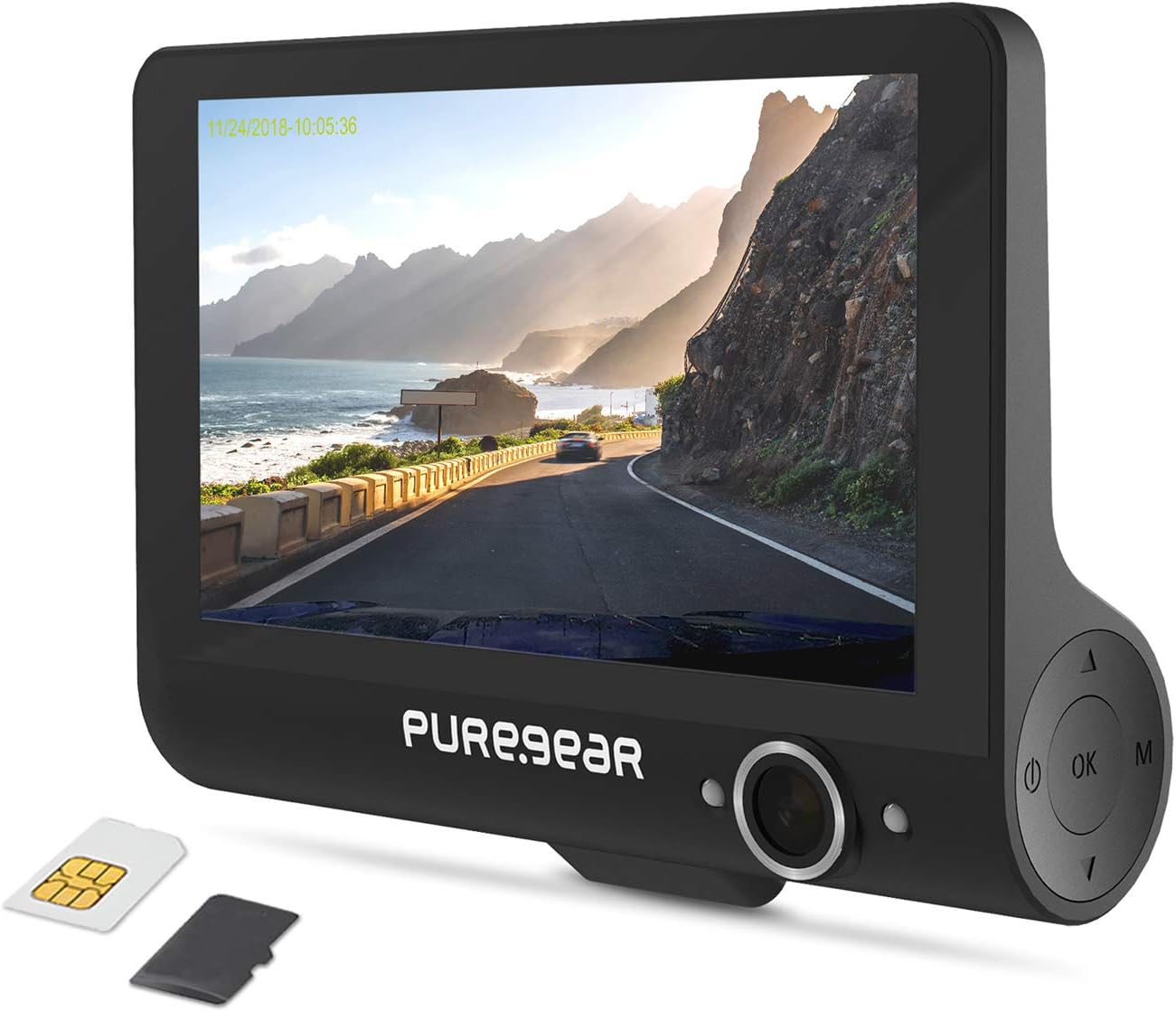 Amazon.com: PureGear PureCam 4G LTE Connected Car Security System w/Free 3 Months of 2GB Data Plan, App, Dual Dash Cam, Cloud Storage, Infrared Night Vision, Live View, Wi-Fi, Built-in GPS, G-Sensor, Parking Mode : Electronics