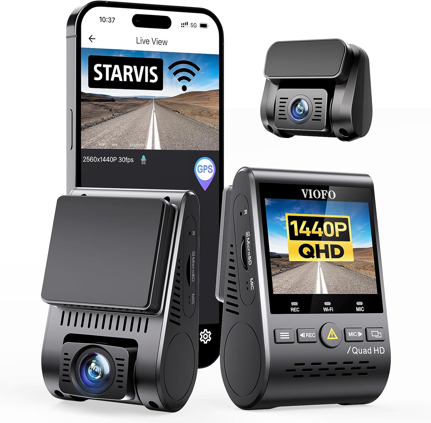 Amazon.com: VIOFO Dual Dash Cam, 2K 1440P 60fps+1080P 30fps Front and Rear Dash Camera with Wi-Fi GPS, Parking Mode, Emergency Recording, Super Capacitor, Motion Detection (A129 Plus Duo) : Electronics