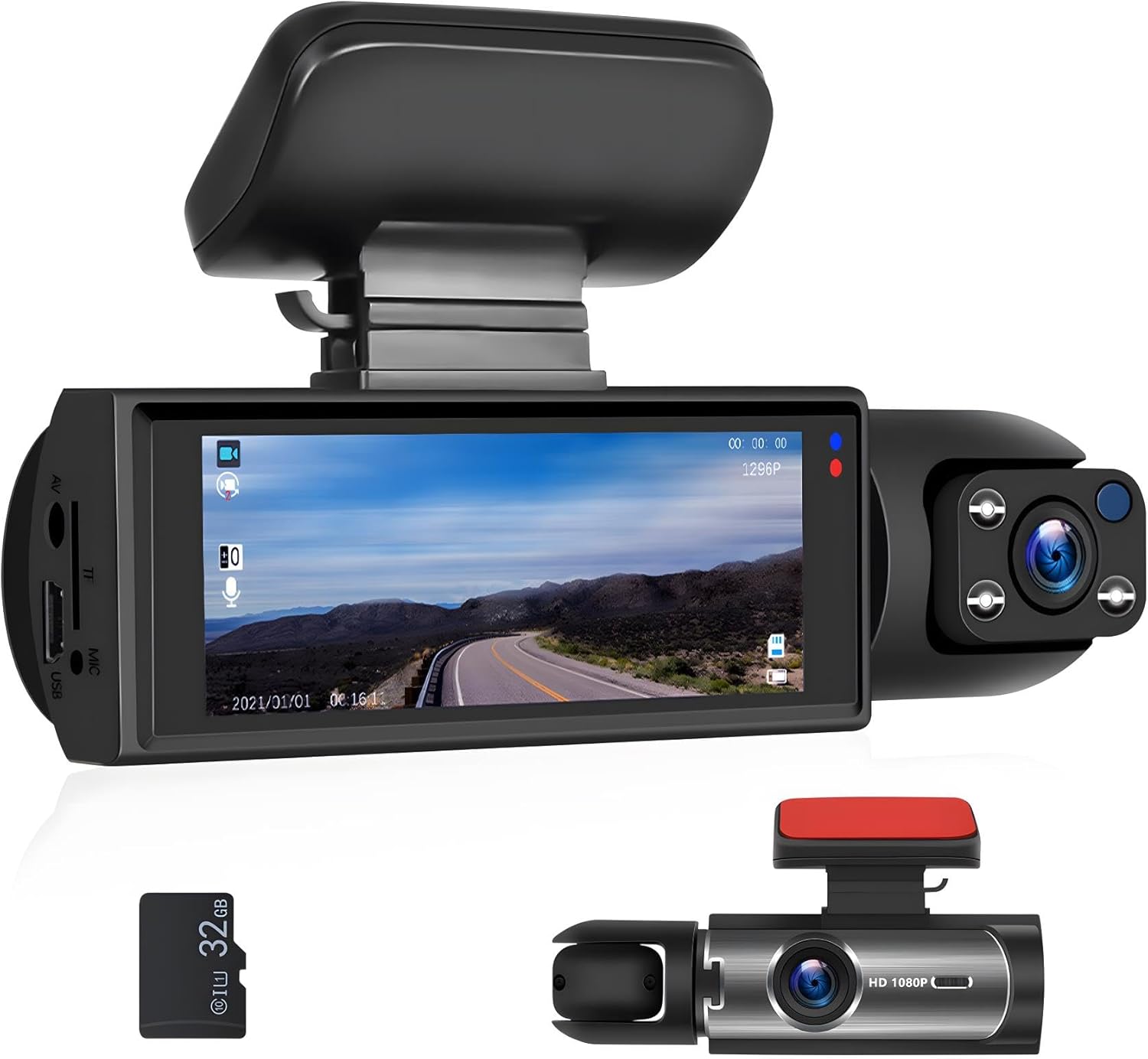 Amazon.com: CAMECHO Dual Dash Cam 1080P Front and Inside Dash Camera for Cars 2 Channel Dashcam, 3.16" IPS Screen, IR Night Vision, Loop Recording, 24hr Parking Mode, Car Camera with 32GB TF Card Driving Recorder : Electronics