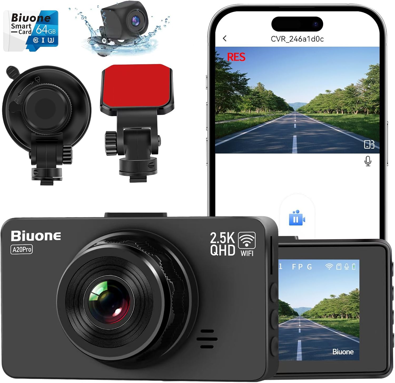Amazon.com: Dash Cam Front and Rear Dash Camera WiFi/APP Control Car Camera with 64G Card 2.5K Front Dash Cam+1080P Rear Dashcams with Super Night Vision, Loop Recording, G-Sensor : Electronics