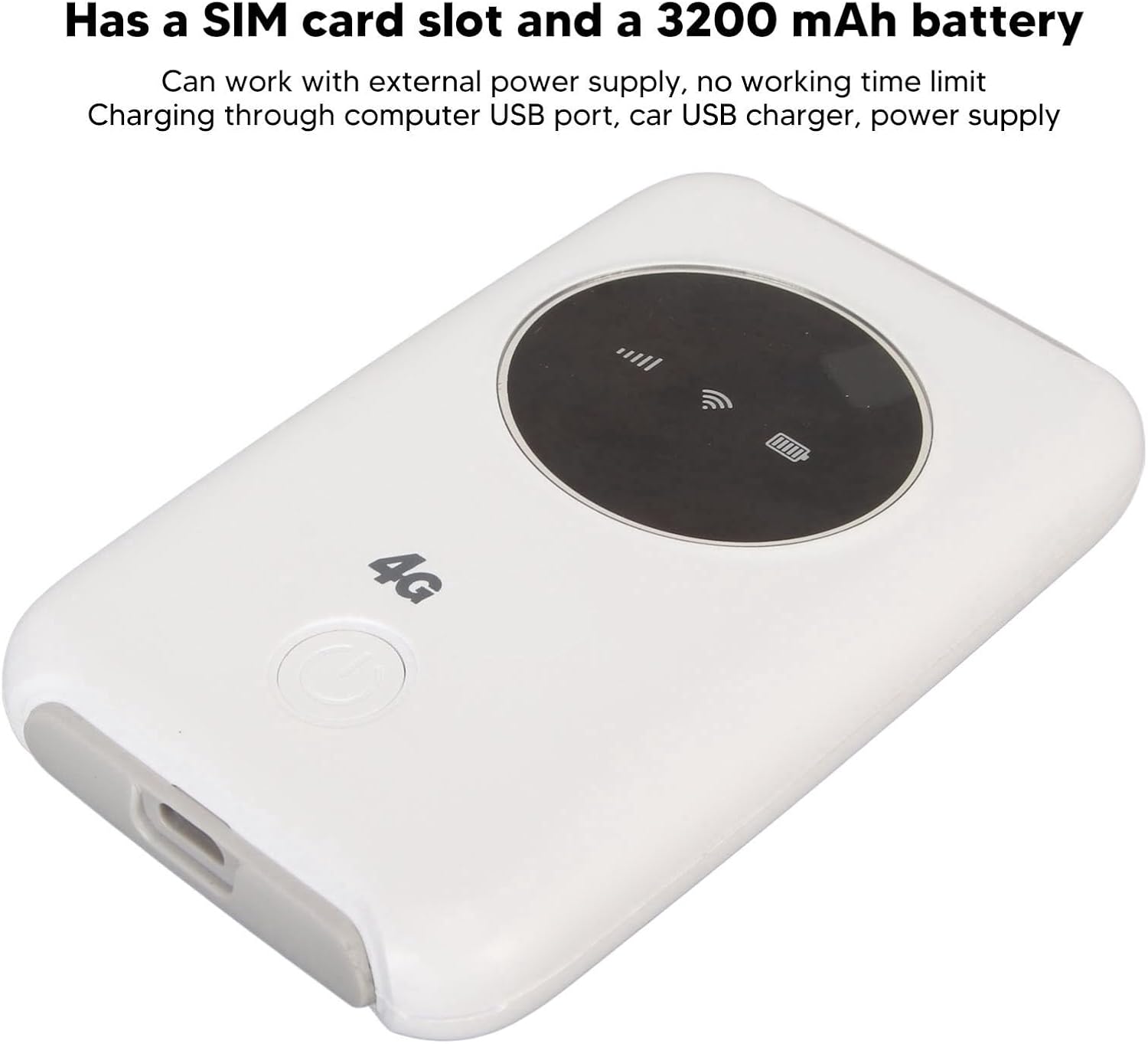 Amazon.com: 4G Draagbare USB Modem, 300Mbps Ontgrendelde Mobiele Hotspot met SIM-kaart Slot, 3200MAh Langdurige en Oplaadbare Batterij Router, Opmerking: SIM-kaart Niet Inbegrepen : Elektronica