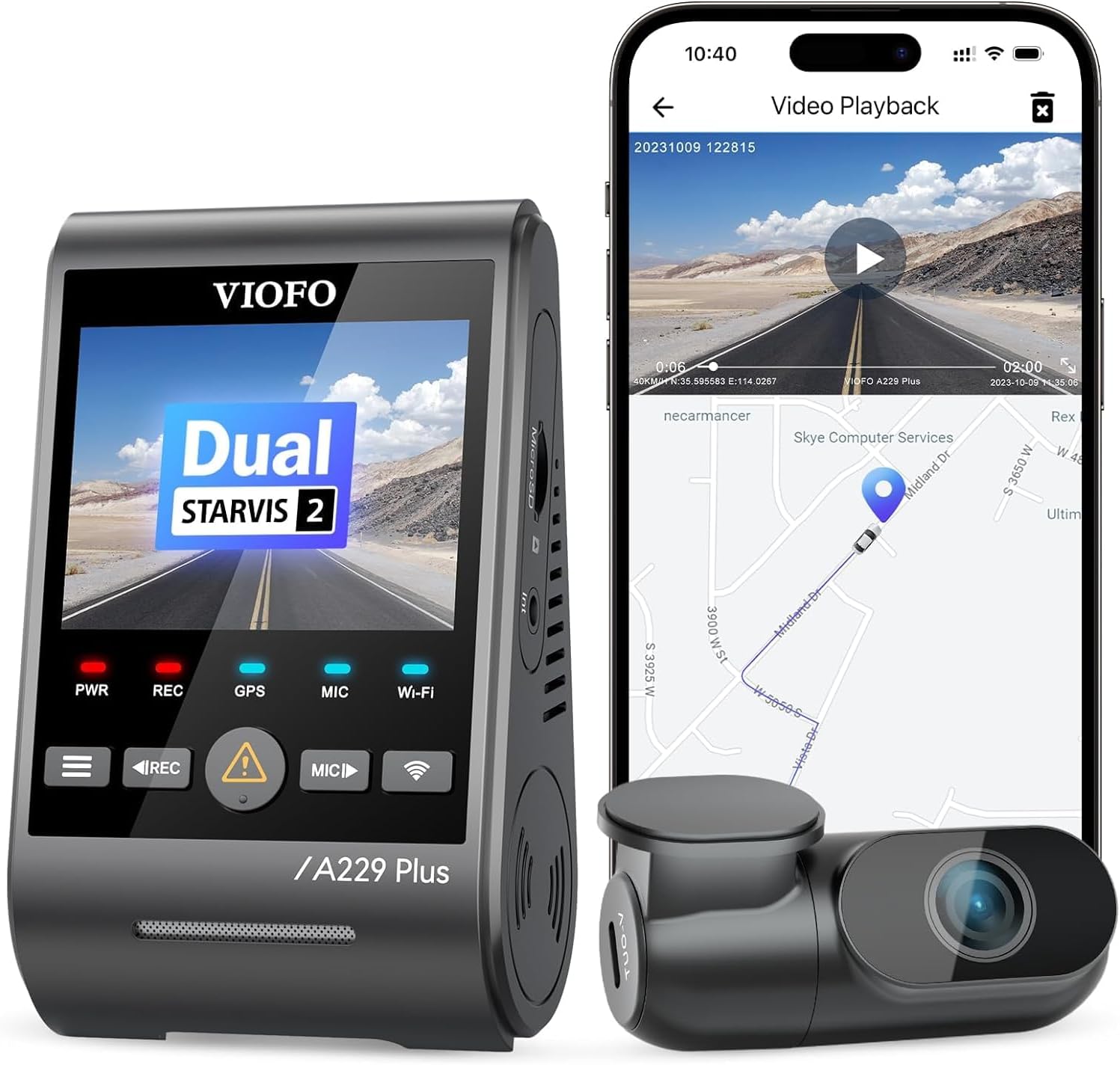 Amazon.com: 【Bundle: VIOFO A229 Plus 2CH + CPL】 VIOFO A229 Plus Dash Cam with Dual STARVIS 2 Sensors, 2 Channel HDR, 1440P+1440P Front and Rear : Electronics