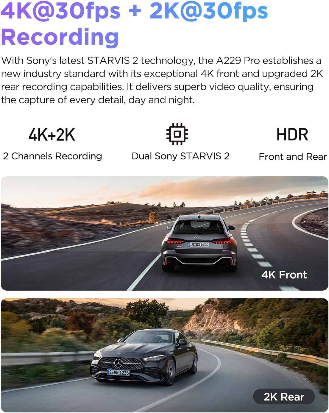 Amazon.com: 【Bundle: VIOFO A229 Pro 2CH + Remote Control + Hardwire Kit with 8pcs Fuse Tap】 4K HDR Dash Cam, Dual STARVIS 2 IMX678 IMX675, 4K+2K Front and Rear Car Camera, 2 Channel with HDR, 5GHz Wi-Fi : Electronics