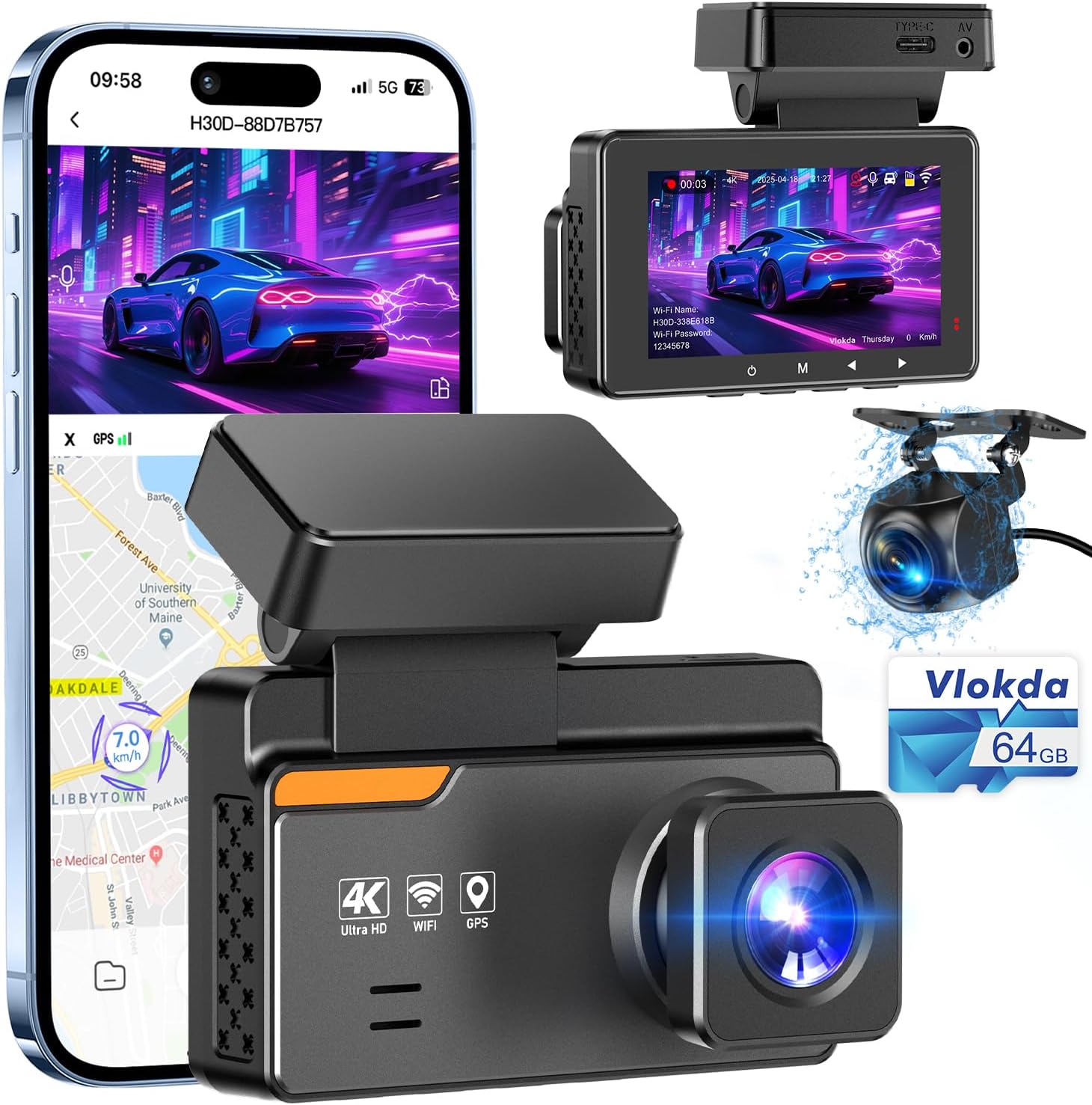 Amazon.com: Dash Cam Front and Rear, 4K/2K Dashcams for Cars, Camera for Car with Free 64GB Card, Built-in WiFi GPS, ADAS, Night Vision, Loop Recording, Emergency Lock, 170°Wide Angle, 24H Parking Mode : Electronics