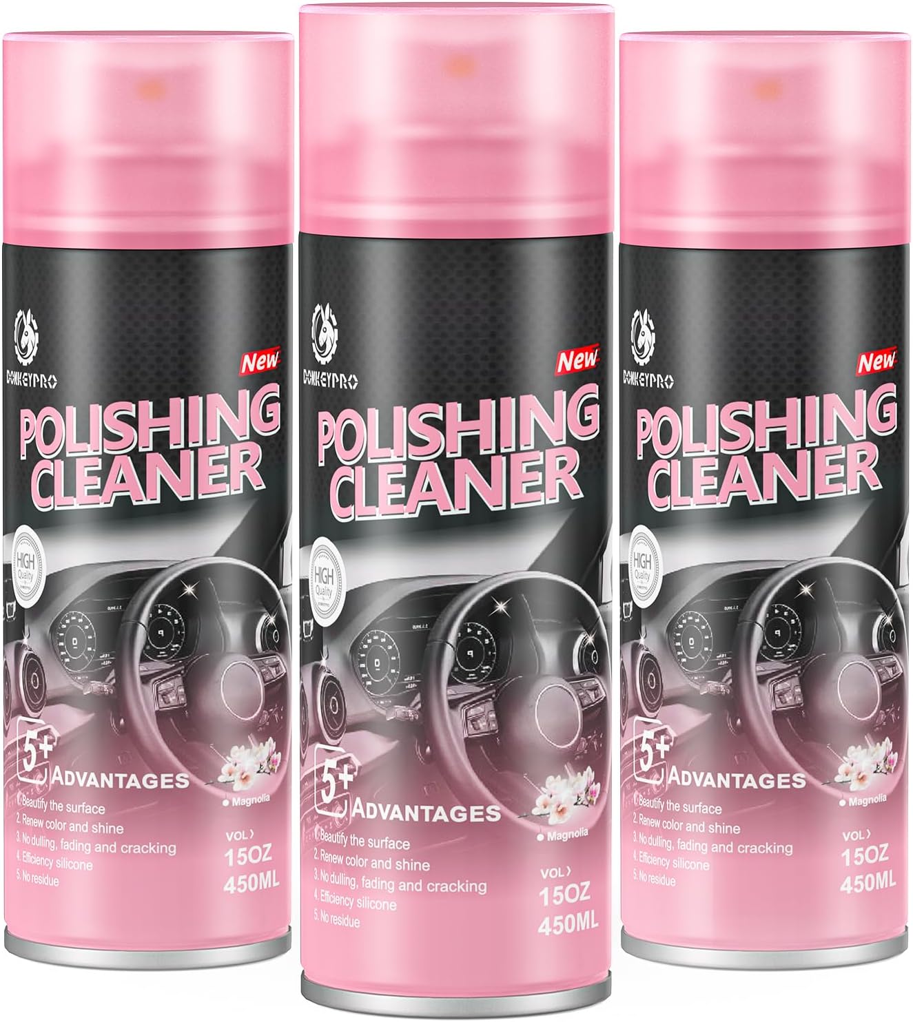 Amazon.com: DONKEYPRO Car Interior Cleaner, Polishing Cleaner Detailer Spray for Vehicle Detailing, 450ml Aerosol 15 fl oz with Iron Can (3-Pack) : Automotive