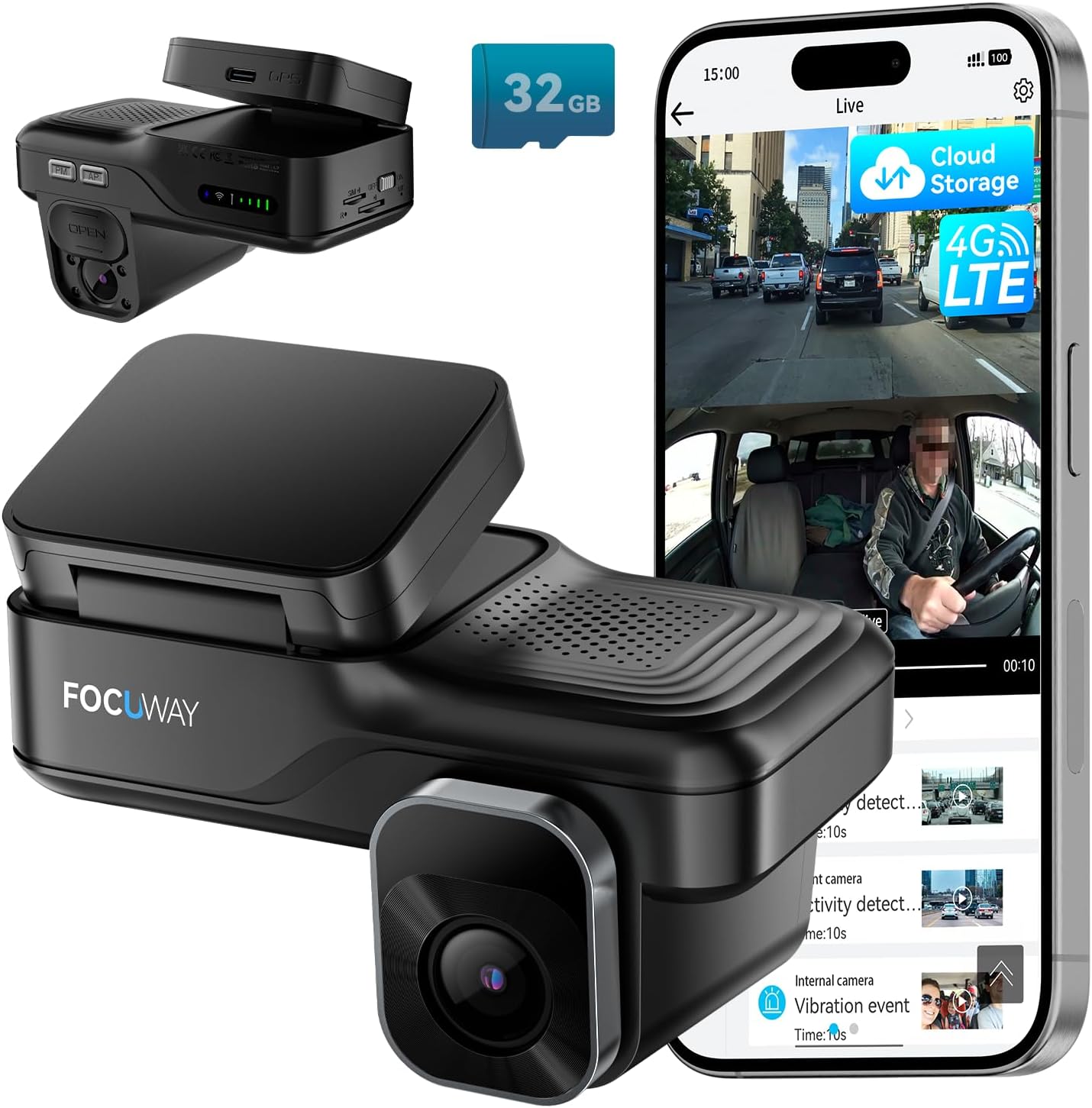 Amazon.com: Dash Cam Front Inside, 4G LTE Security Cam for Car, Remote Live-View, Instant Alert via App, Cloud, IR Night Vision, No Screen, Dual FHD Dash Camera, 24/7 Parking Mode, GPS, OBD Cable Includes (L7) : Electronics