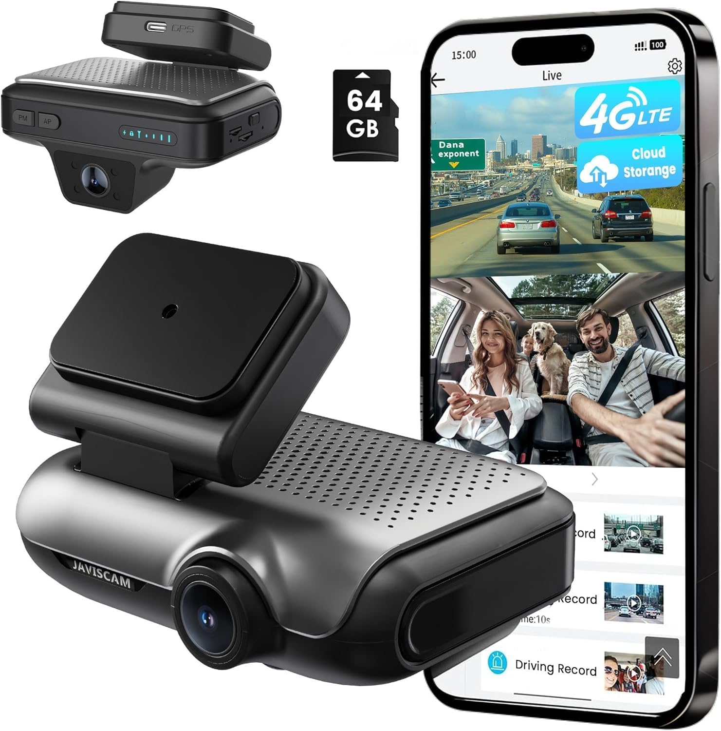 Amazon.com : 4G Dash Cam Front and Inside, Dual 2K LTE Dash Camera, Remote Live View Car Camera with 64GB TF Card, Quick App Alerts, Cloud Dash Cam, 24/7 Parking Mode, GPS, IR Night Vision, Two-Way Audio : Electronics