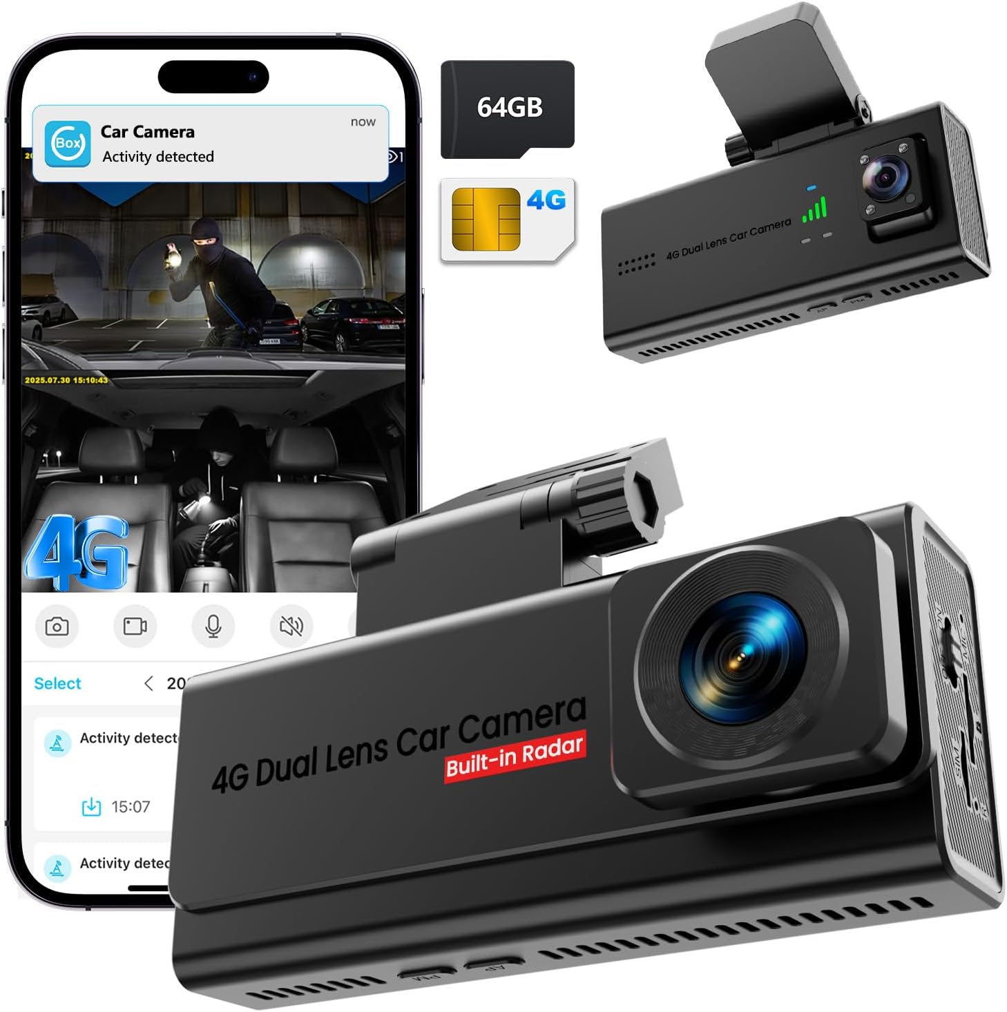 Amazon.com: Dash Cam, UCOCARE 4G LTE Car Dash Camera Front and Cabin with SIM Card, 64GB SD Card, Car Camera, Remote Live-View & Event Video Alart, 170° View, 24/7 Parking Mode, Motion Detection, 2-Way Talk : Electronics