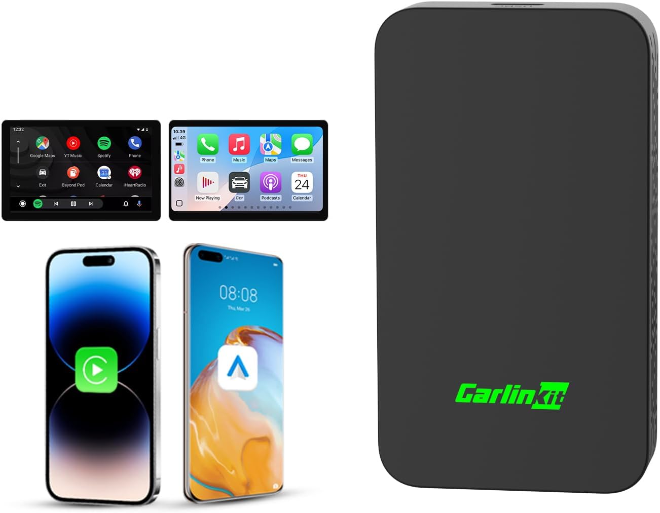 Amazon.com: CarlinKit 5.0 Wireless Android Auto & Apple CarPlay Adapter - Fast & Stable USB Dongle for Factory Wired CarPlay Cars - Plug&Play, Easy Setup : Electronics