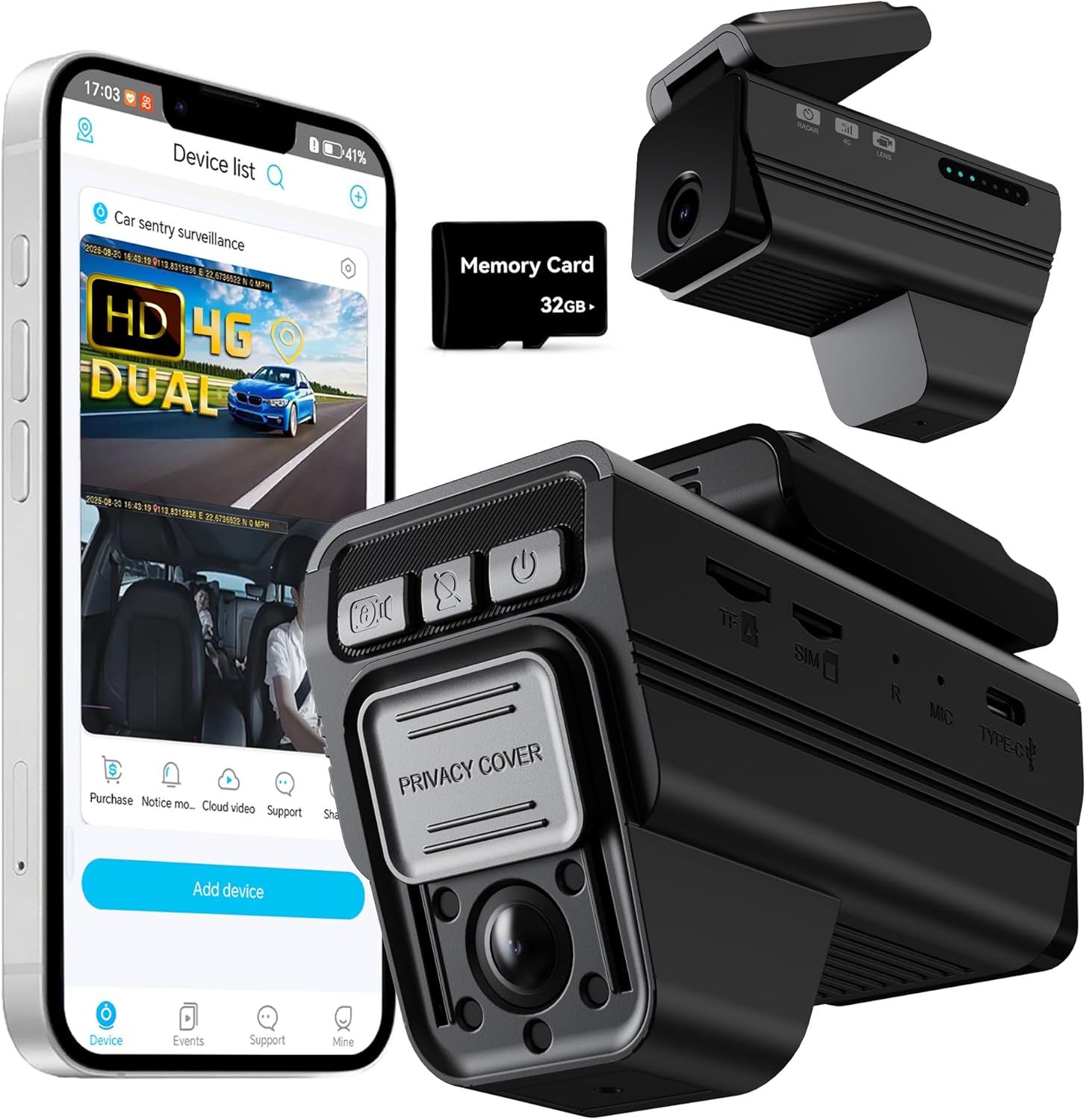 Amazon.com: DeerAsk 4G LTE Car Security Camera with Remote Live View - Dual 2K Front and Inside Dash Cam, Anti-Theft Cloud Storage, AI Motion Alert, Real-Time GPS Tracking, 2-Way Audio, No WiFi Needed : Electronics