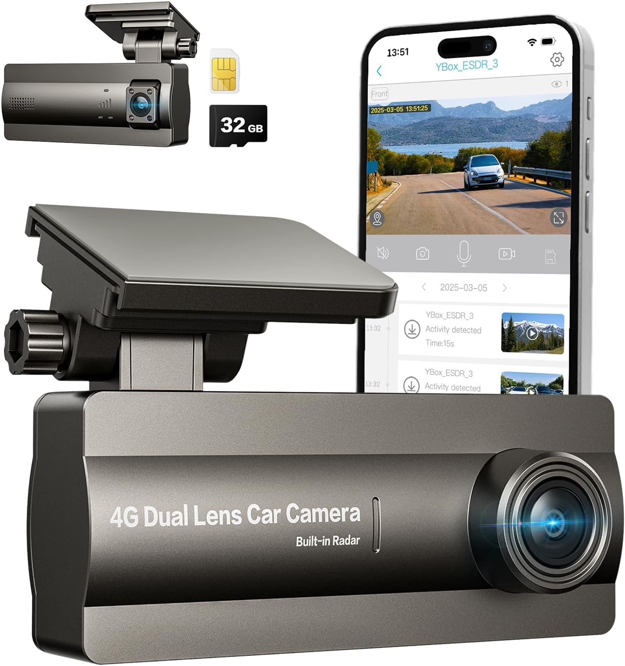 Amazon.com: ELYSOO 4G LTE Dash Cam Front Inside, Dual FHD Live-View and Instant Alerts via APP, Cellular Car Camera with 24/7 Parking Mode, IR Night Vision, No Screen, AI Detection dashcam for Cars, GPS : Electronics