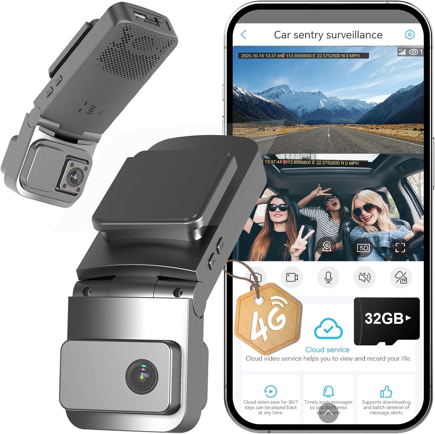 Amazon.com: 4G LTE Dash Camera with Remote View, Car Security Camera with Dual Front and Inside Camera, Cellular DashCam with GPS Tracking, Radar Detection, G-Sensor, OBD II Power, 24/7 Parking Monitor : Electronics